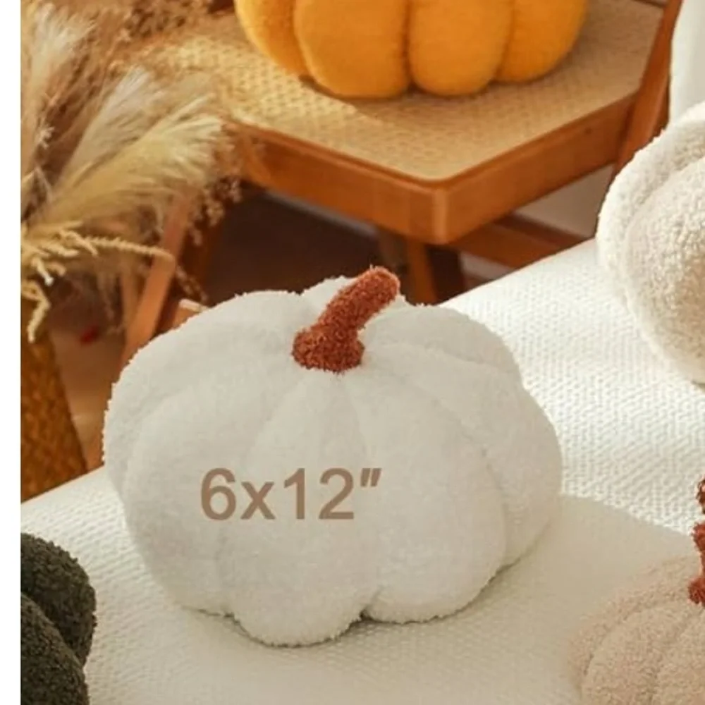 Pumpkin Teddy Fleece Pumpkin Throw Pillow Thanksgiving Halloween Fall Decor